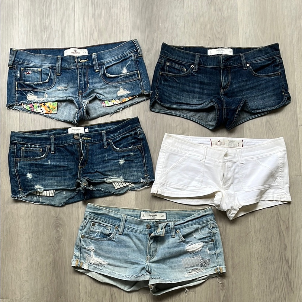 Abercrombie and Hollister Denim and White Shorts. $25 for 5 pairs